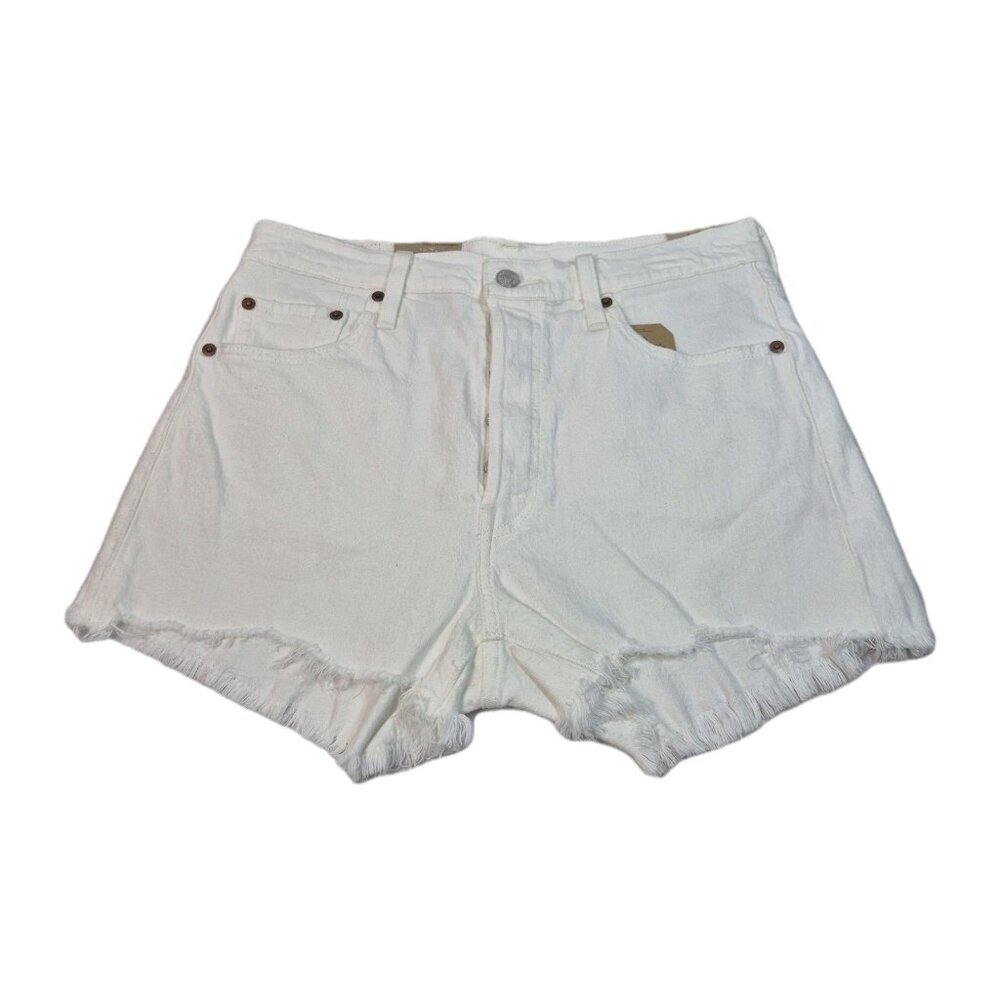 Levi's 501 Women Size 29 Button Fly High Rise Distressed White Jean Shorts (55)